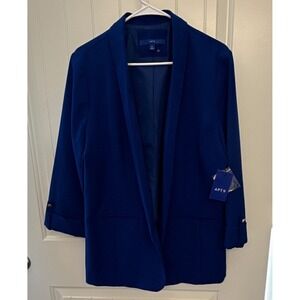 Apt. 9 Noah Women's Open Front Lined Blazer Jacket 3/4 Sleeve XL Blue NWT